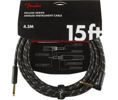 Кабель инструментальный FENDER CABLE DELUXE SERIES 15' ANGLED BLACK TWEED