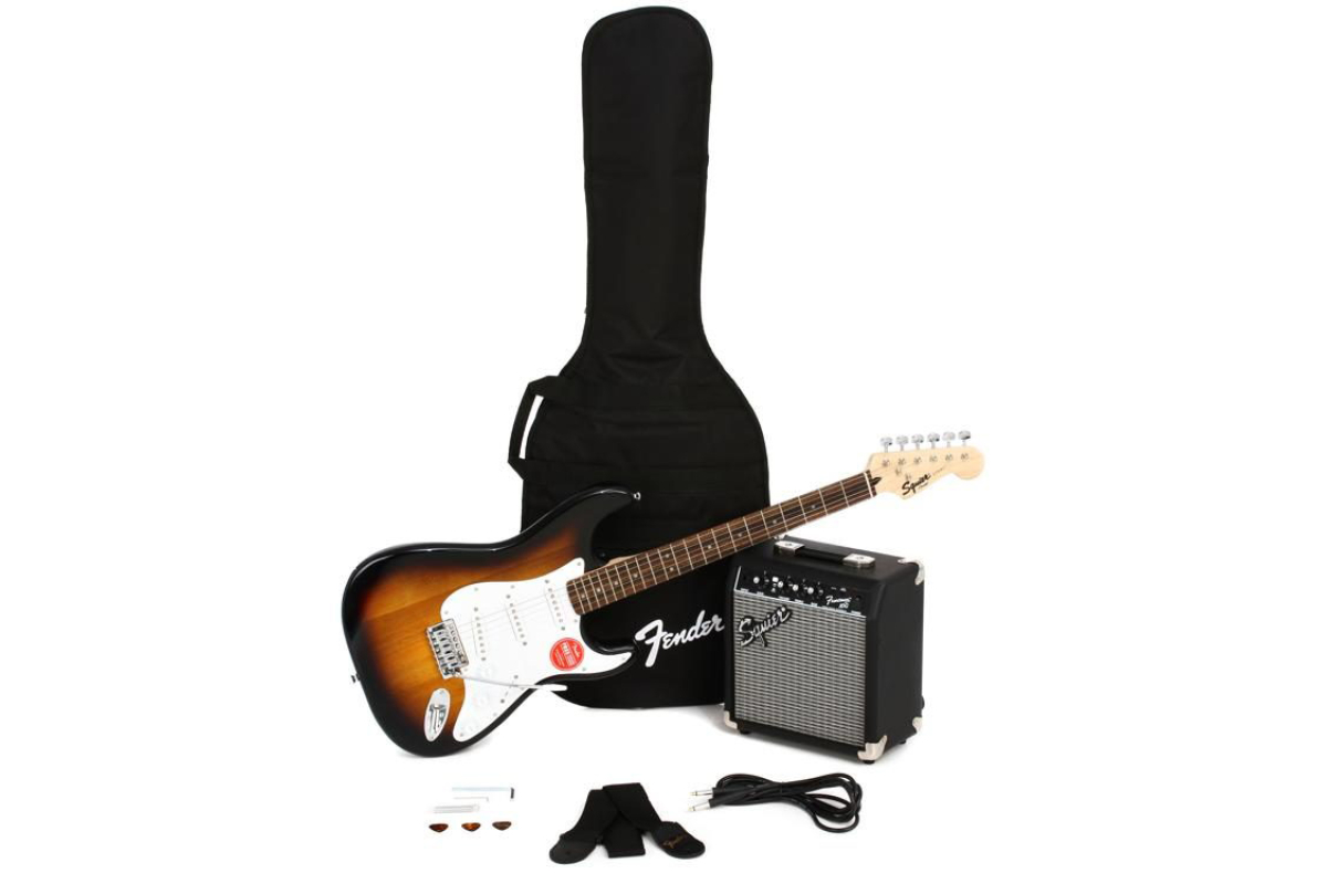 Гитарный набор SQUIER by FENDER STRATOCASTER PACK LR BROWN SUNBURST GIG BAG 10G - 230V EU