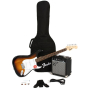 Гитарный набор SQUIER by FENDER STRATOCASTER PACK LR BROWN SUNBURST GIG BAG 10G - 230V EU