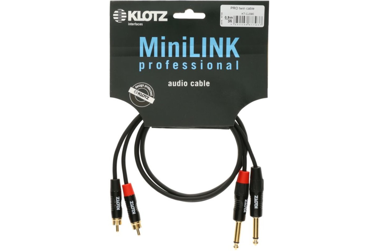 Кабель коммутационный KLOTZ KT-CJ090 MINILINK PRO TWIN CABLE BLACK 0.9 M