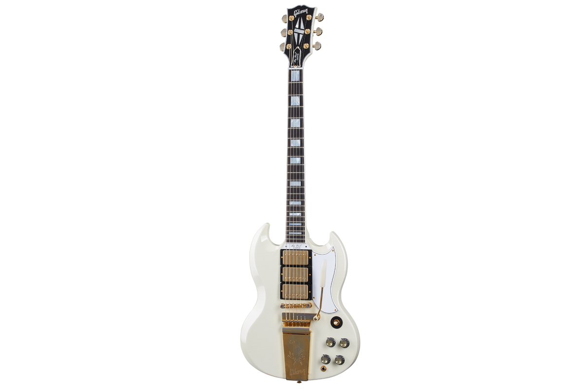 Электрогитара GIBSON CUSTOM SHOP 1963 LES PAUL SG CUSTOM WITH MAESTRO VIBROLA MURPHY LAB CLASSIC WHITE ULTRA LIGHT AGED
