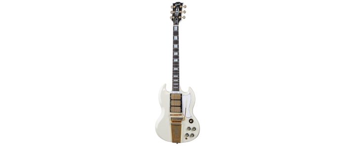 Электрогитара GIBSON CUSTOM SHOP 1963 LES PAUL SG CUSTOM WITH MAESTRO VIBROLA MURPHY LAB CLASSIC WHITE ULTRA LIGHT AGED