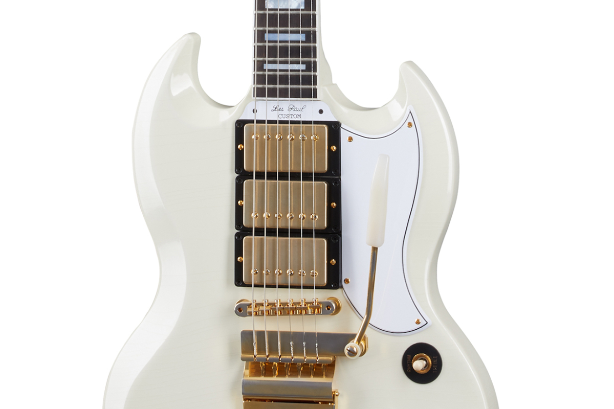 Электрогитара GIBSON CUSTOM SHOP 1963 LES PAUL SG CUSTOM WITH MAESTRO VIBROLA MURPHY LAB CLASSIC WHITE ULTRA LIGHT AGED