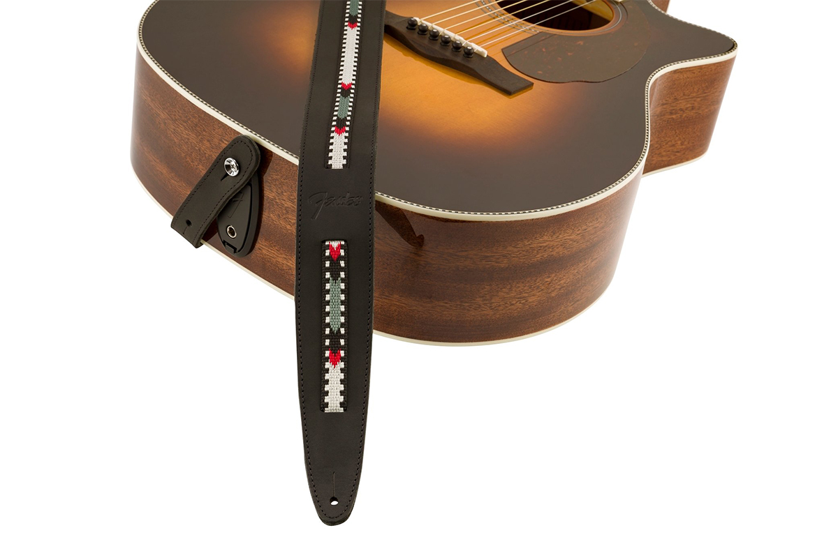 Ремень гитарный FENDER STRAP ACOUSTIC PARAMOUNT LEATHER BLACK