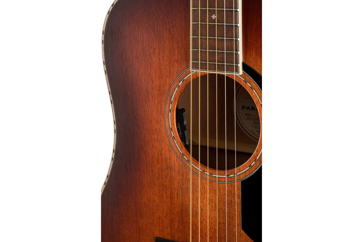 FENDER PO-220E ORCHESTRA ALL MAHOGANY WITH CASE AGED COGNAC BURST Гітара електроакустична