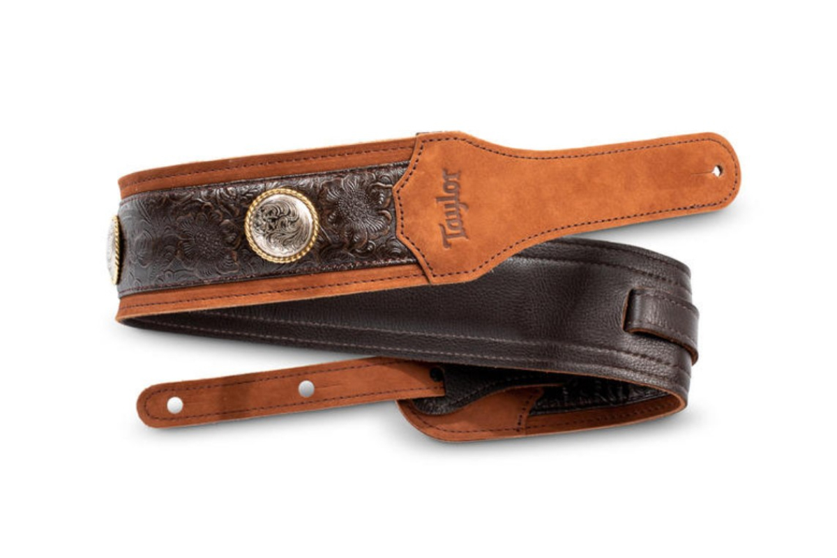 Ремень гитарный TAYLOR GUITARS STRAP GRAND PACIFIC BROWN LEATHER NICKEL CONCHO 3