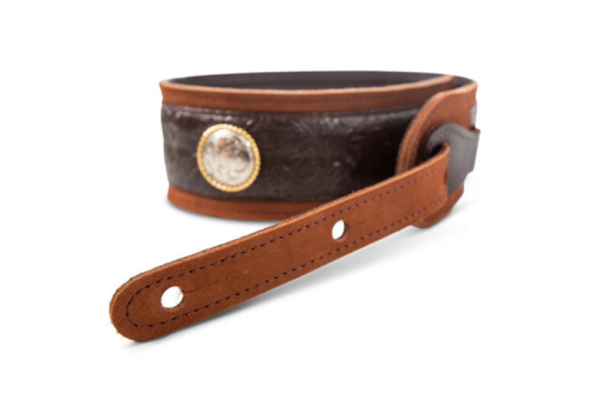 Ремень гитарный TAYLOR GUITARS STRAP GRAND PACIFIC BROWN LEATHER NICKEL CONCHO 3