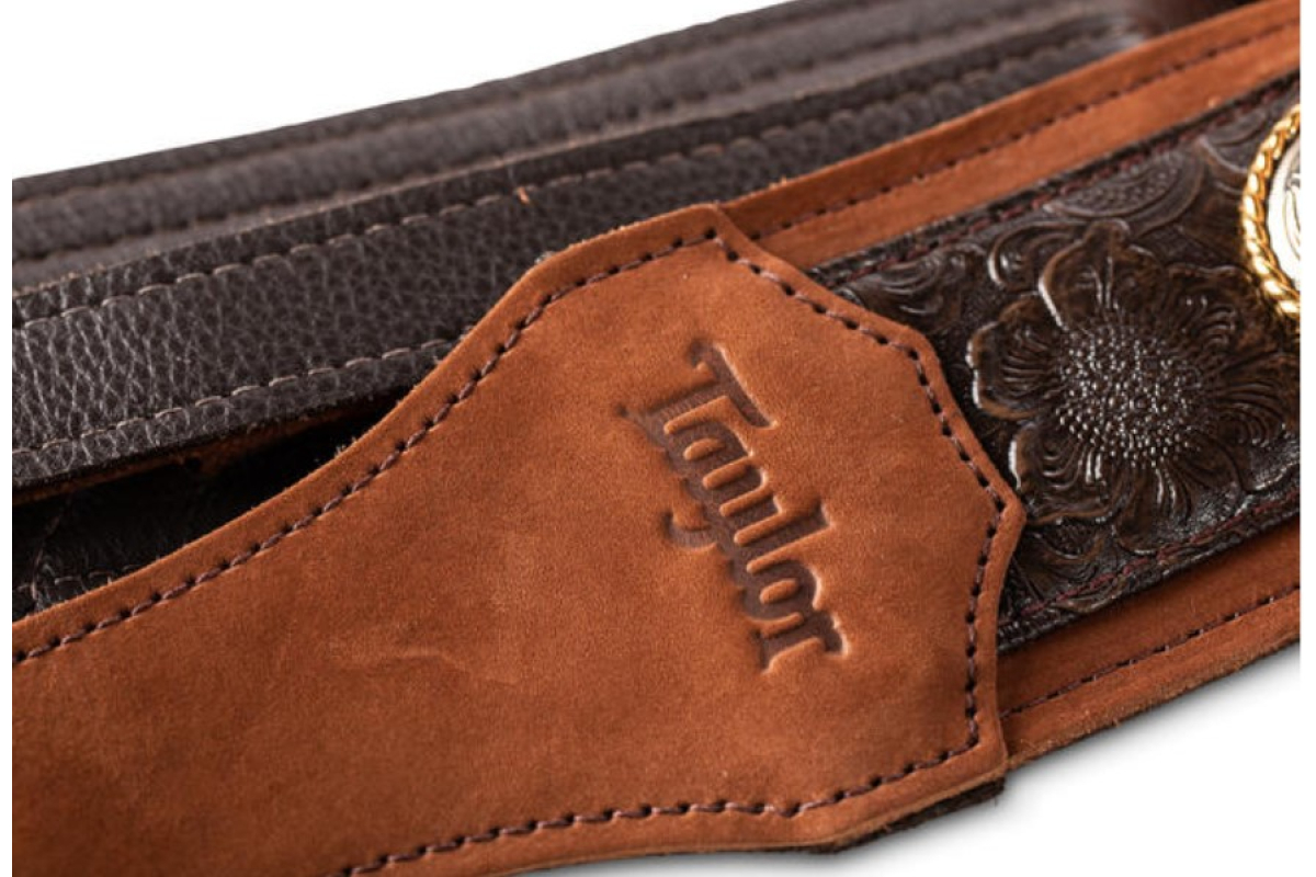 Ремень гитарный TAYLOR GUITARS STRAP GRAND PACIFIC BROWN LEATHER NICKEL CONCHO 3