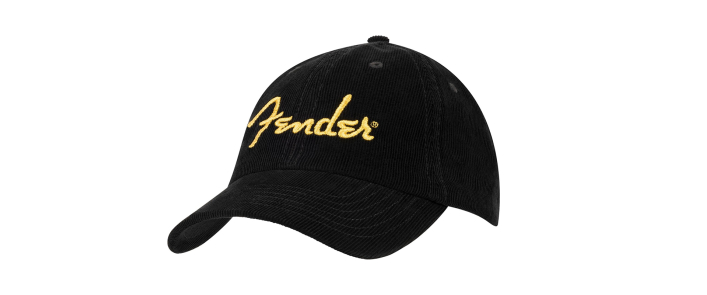 Кепка FENDER GOLD SPAGHETTI LOGO CORDUROY BASEBALL HAT BLACK