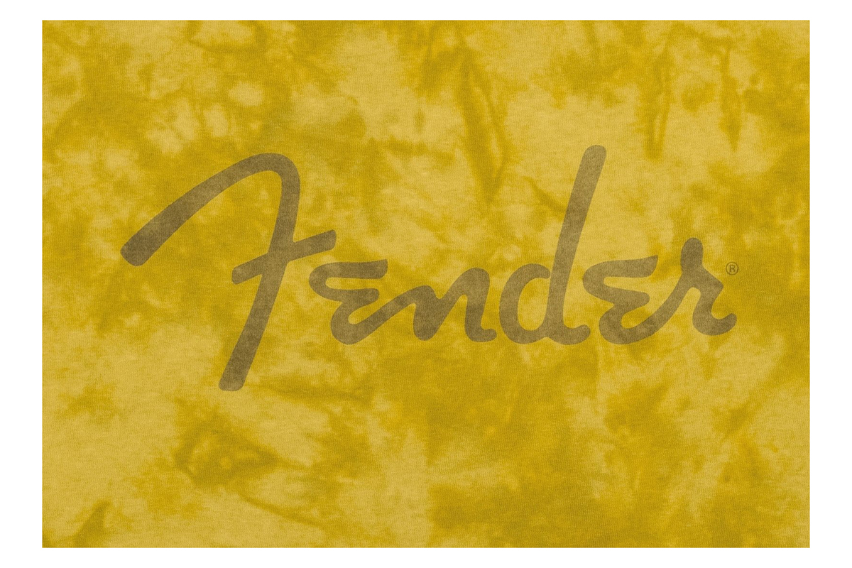 Футболка FENDER T-SHIRT SPAGHETTI LOGO TIE-DYE MUSTARD L