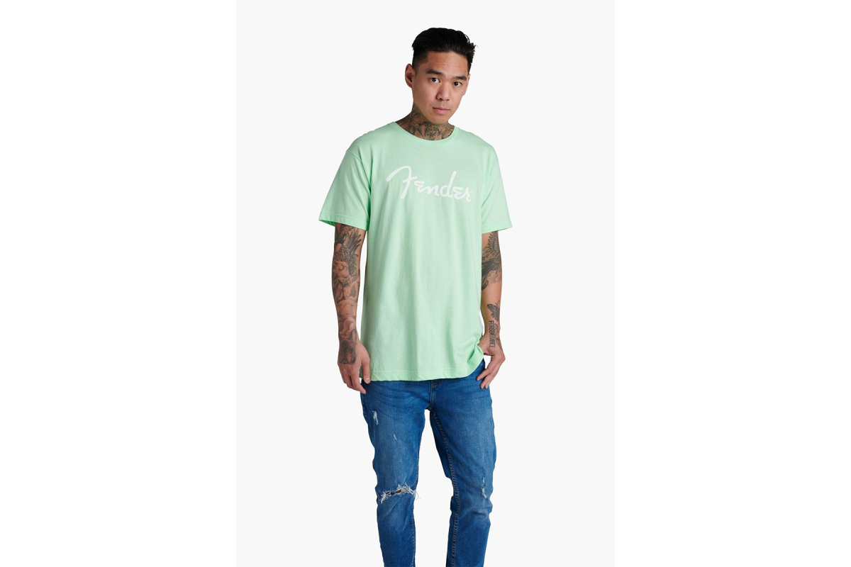 Футболка FENDER T-SHIRT SPAGHETTI LOGO SURF GREEN L