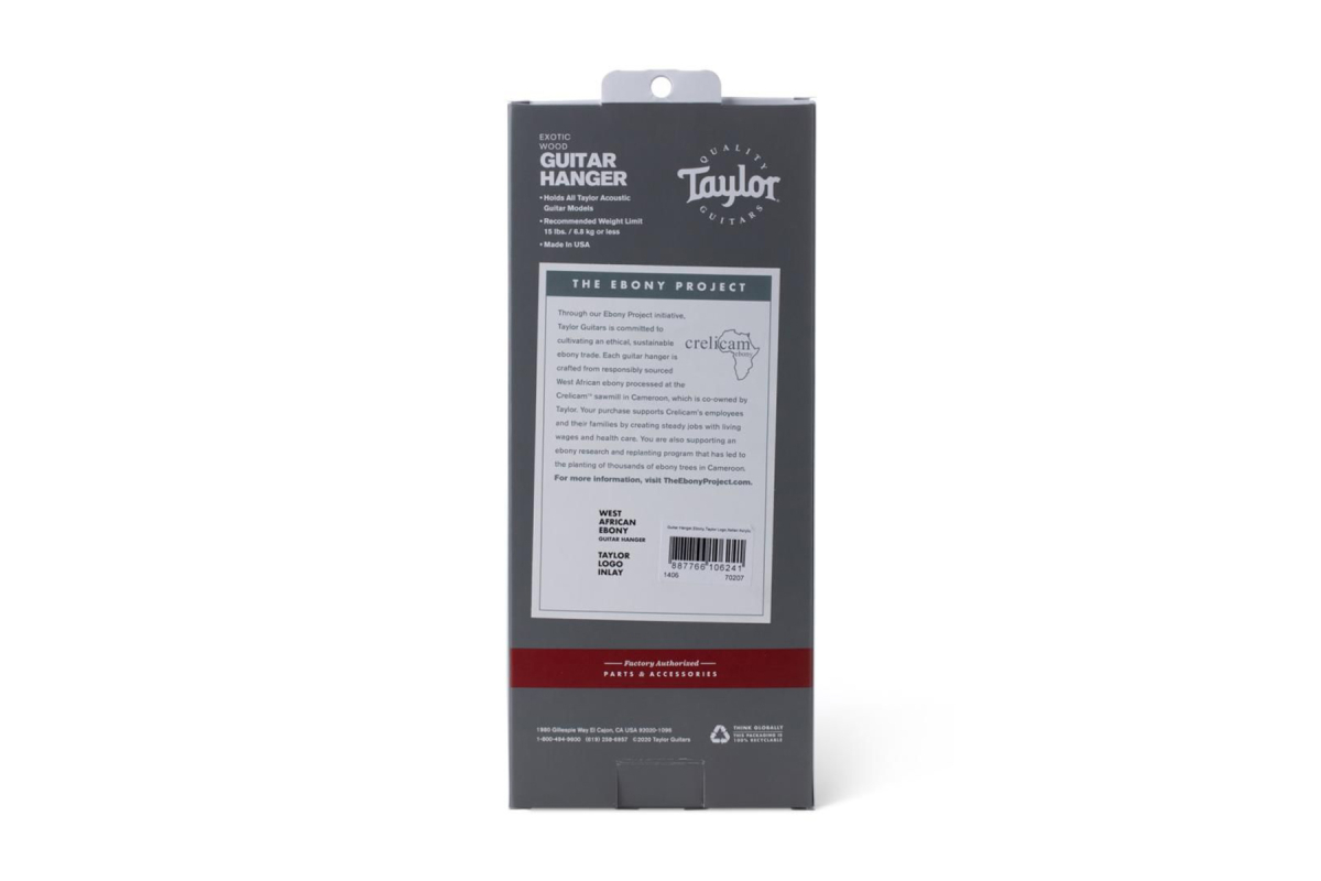 Тримач гітарний настінний TAYLOR GUITARS GUITAR WALL HANGER EBONY ACRYLIC LOGO INLAY