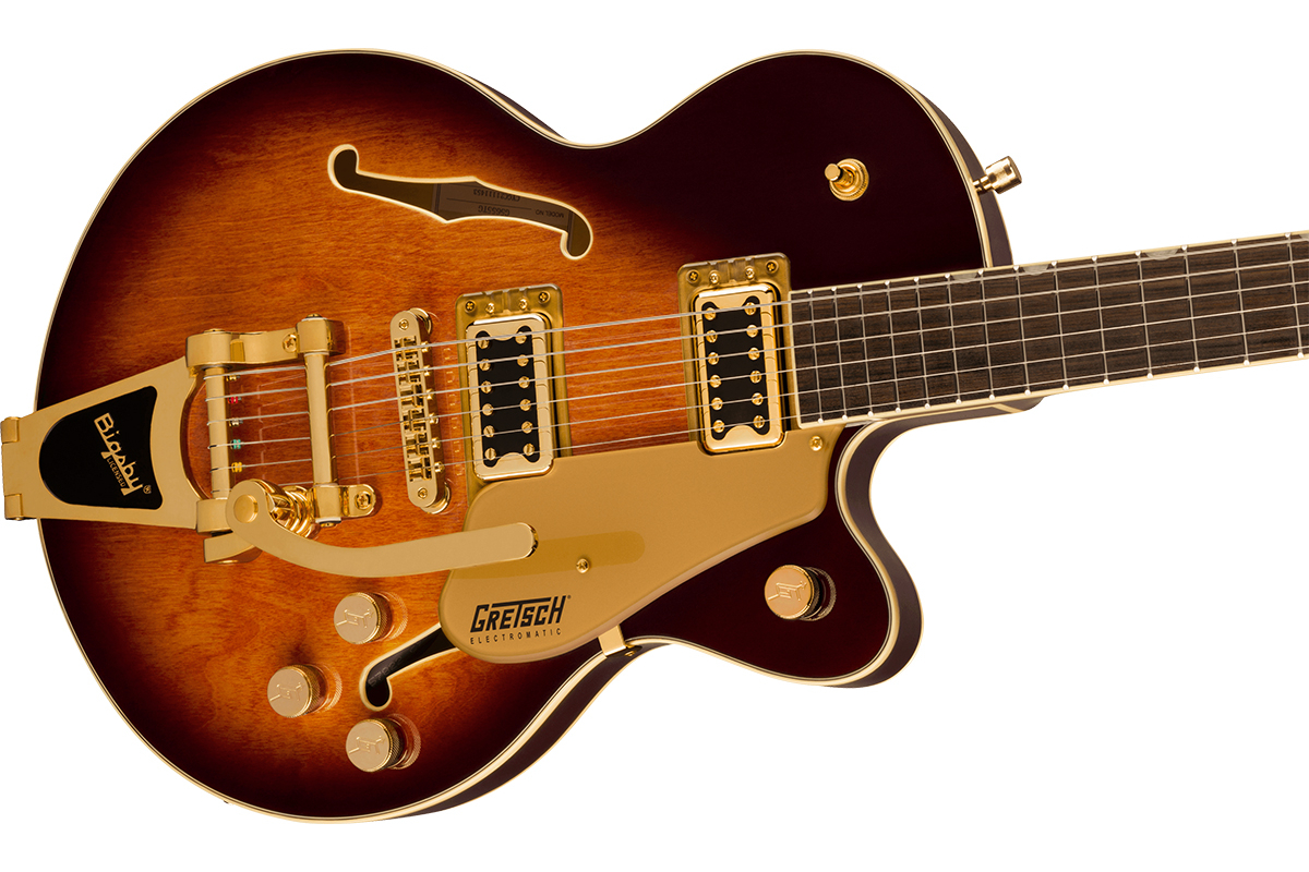 Гитара полуакустическая GRETSCH G5655TG ELECTROMATIC CENTER BLOCK JR. SINGLE-CUT WITH BIGSBY AND GOLD HARDWARE BARREL BURST
