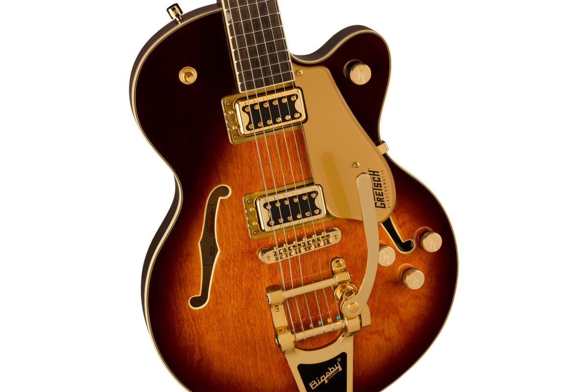 Гитара полуакустическая GRETSCH G5655TG ELECTROMATIC CENTER BLOCK JR. SINGLE-CUT WITH BIGSBY AND GOLD HARDWARE BARREL BURST