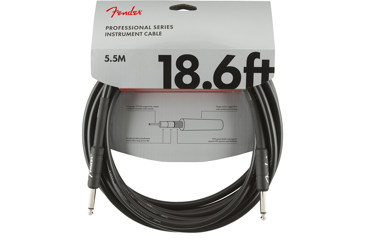 Кабель инструментальный FENDER CABLE PROFESSIONAL 18.6' BLACK