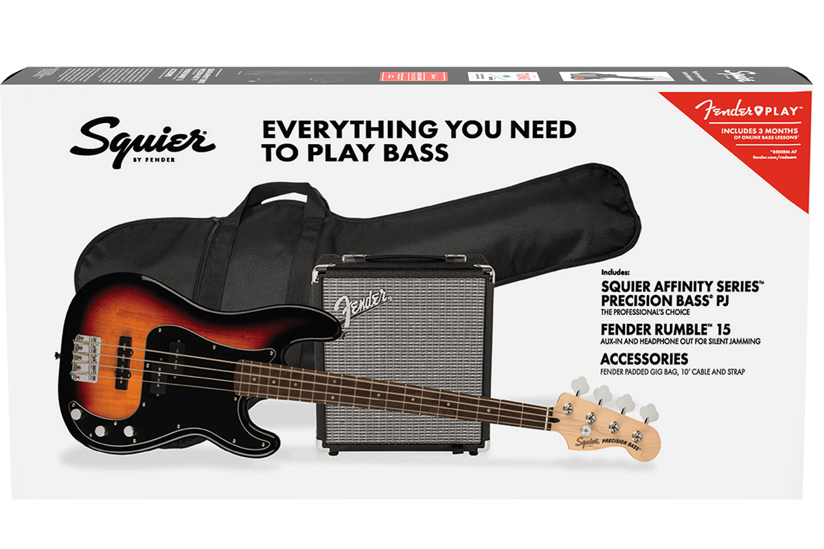 Гітарний набір з бас-гітарою SQUIER AFFINITY SERIES PRECISION BASS PJ PACK 3 COLOR SUNBURST